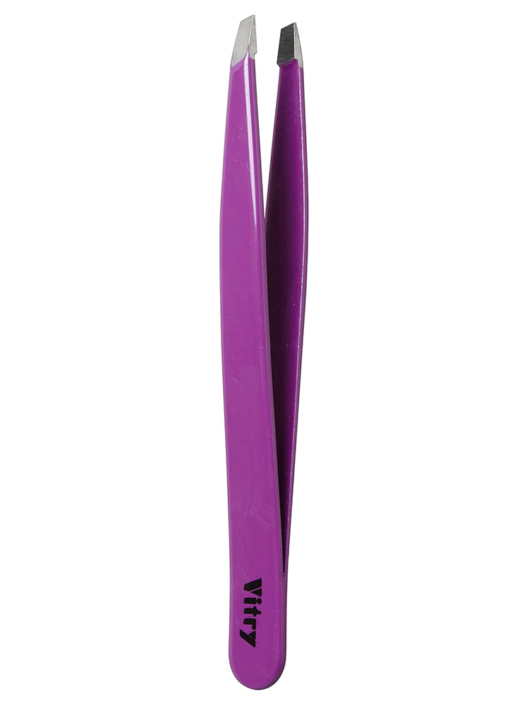 Vitry Pince à Épiler Professionnelle Mors Biais Inox 9 cm - Couleur : Mauve